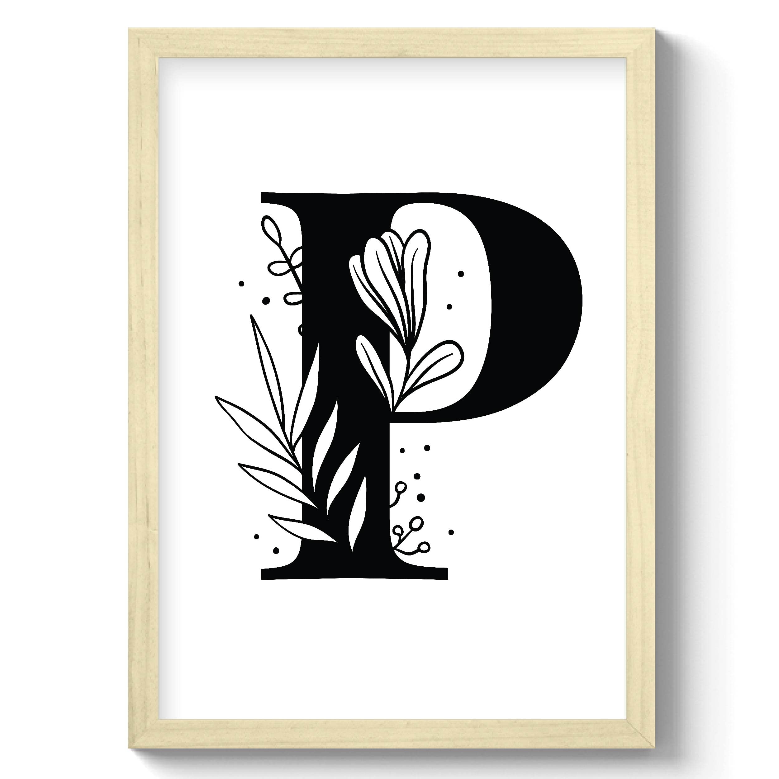 GS DECOR Vintage Monogram Letter 'P' Floral Wall Frame | Wall